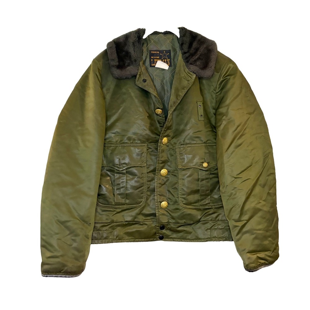 Vintage The Lawman Jacket Mens Green Bomber Sheriff Police Officer Satin Movie